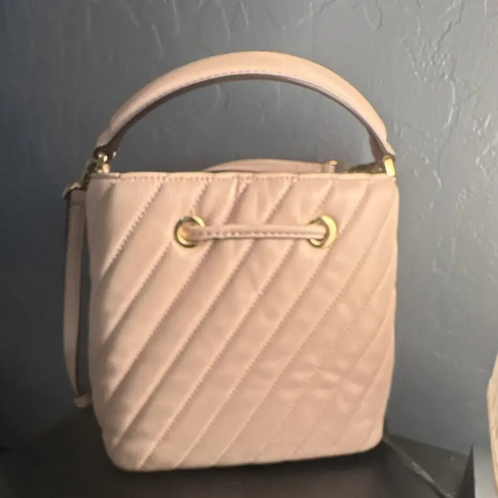Michael Kors Pink Drawstring Bucket Bag Small Top Handle Detachable Crossbody